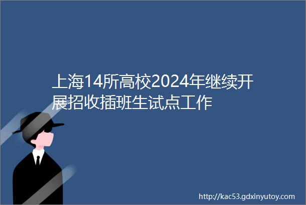 上海14所高校2024年继续开展招收插班生试点工作